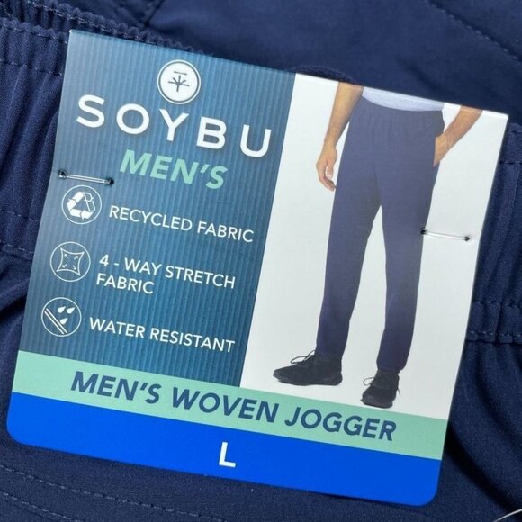 Mens Navy Blue Stretch Jogger Pants By Soybu Large a0339 - Picture 3 of 6